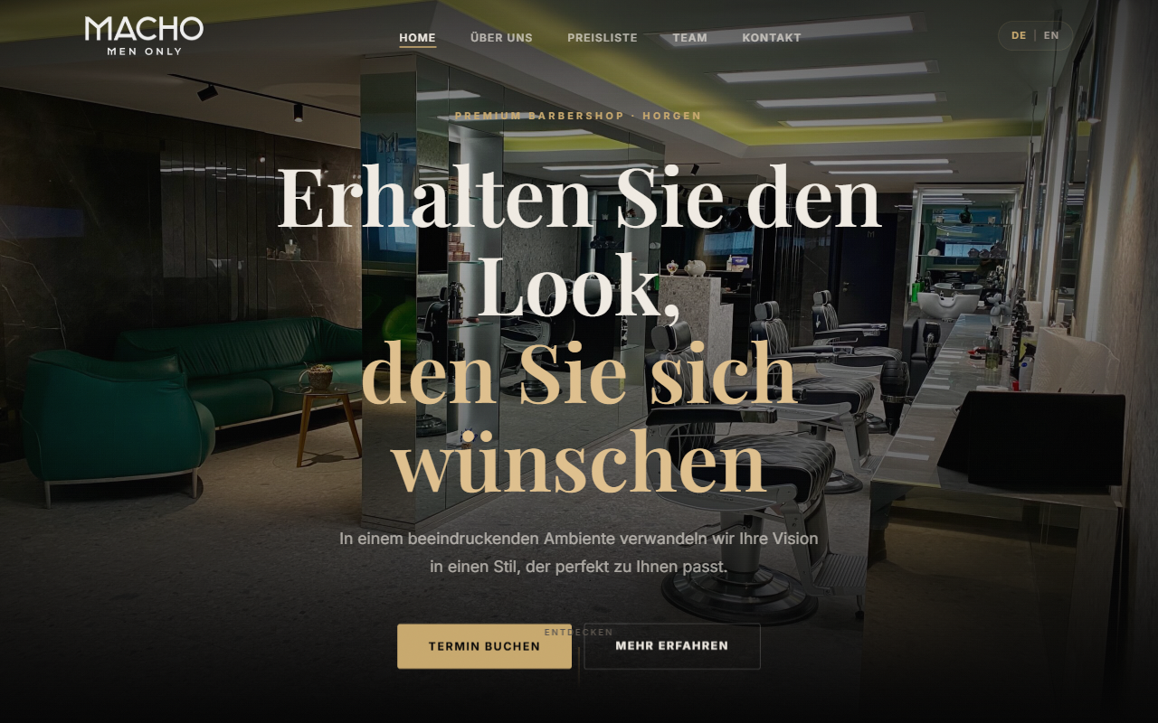 Macho Men Barbershop Website